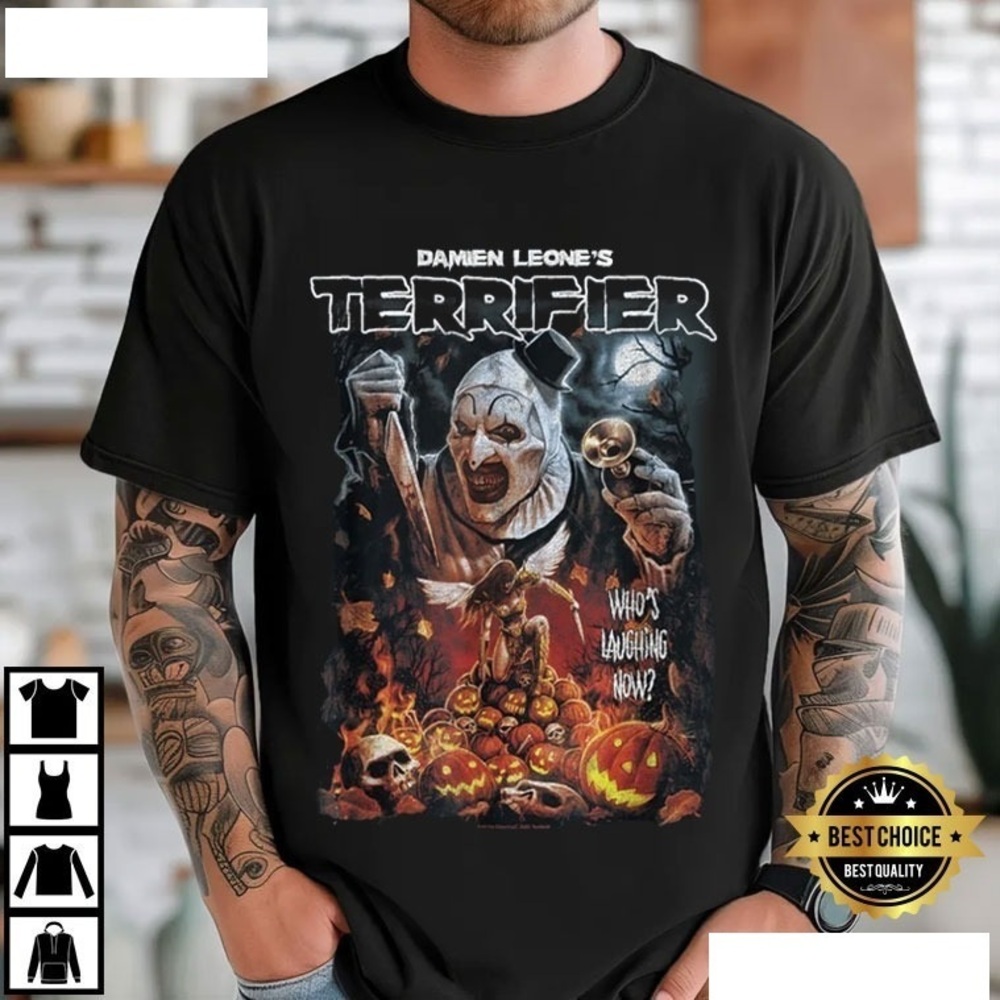 Damien Leone Terrifier Art Clown Halloween Horror Movie T-Shirt